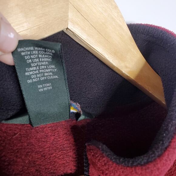 LL Bean Maroon 1/2 zip pull over fleece sweatshirt Size Large Tall - Picture 5 of 10